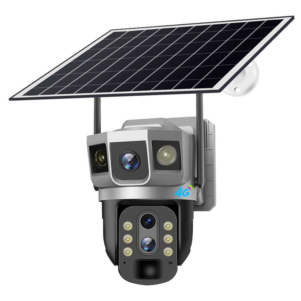 Dual Lens V380 Pro Solar Powered Surveillance Security PTZ CCTV Camera Wireless Outdoor WiFi 4G Sim