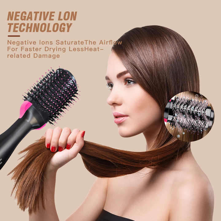 Hair Curling Negative Ion Volumizer Straightener Styling Comb Hair Dryer Hot air Brushr Tools