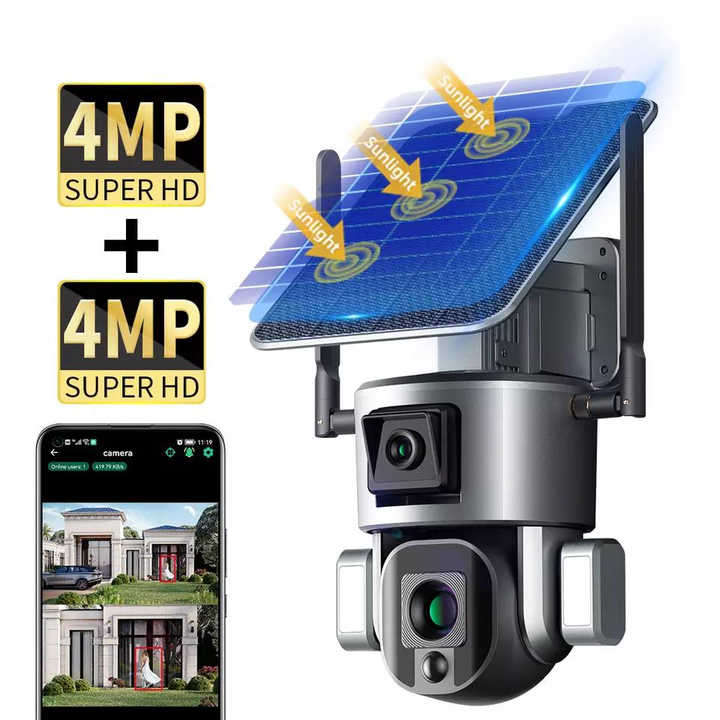4K Solar PTZ Camera with flood light