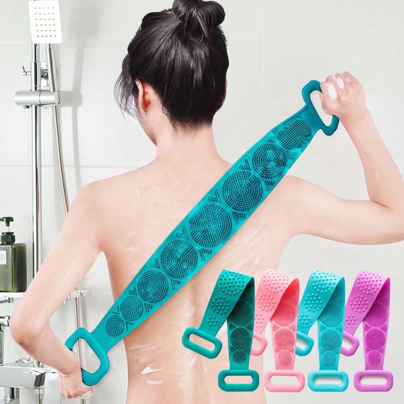 Silicone Brushes Bath Towels Rubbing Back Pink