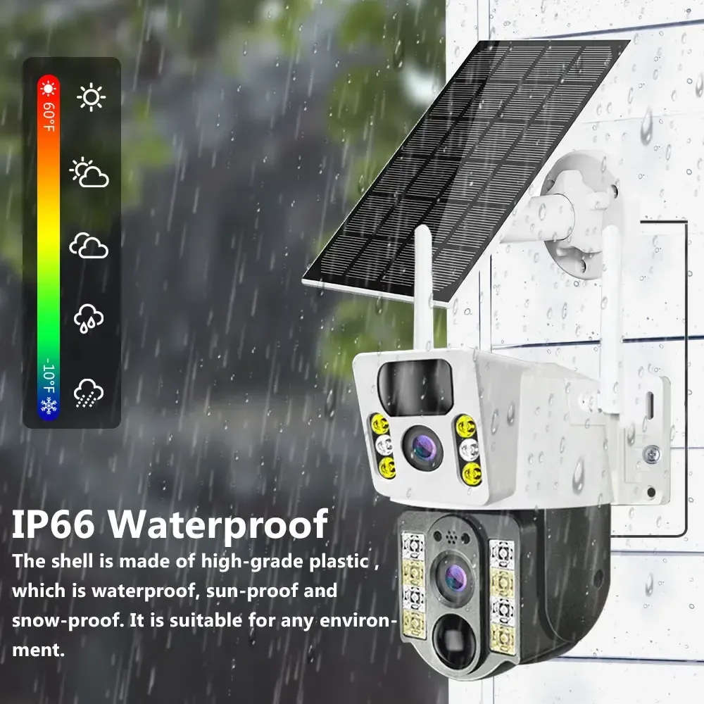 V380 Pro Solar outdoor camera wireless dual lens waterproof 4G 360 CCTV camera