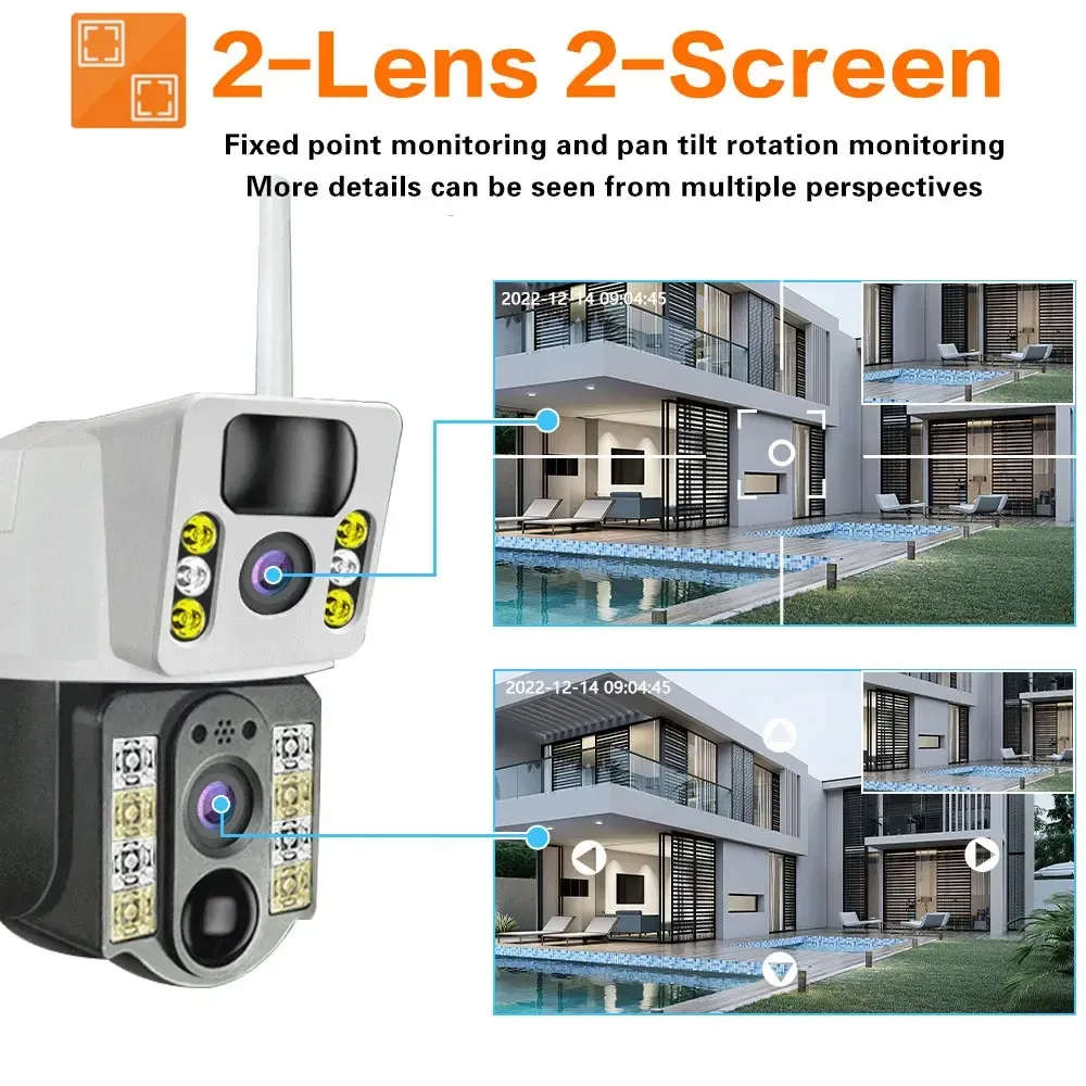 V380 Pro Solar outdoor camera wireless dual lens waterproof 4G 360 CCTV camera