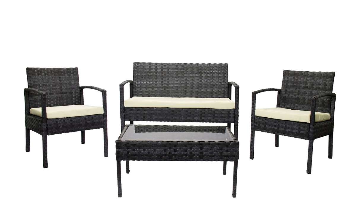 Rattan Miami  - 4pc Set Marbled Black