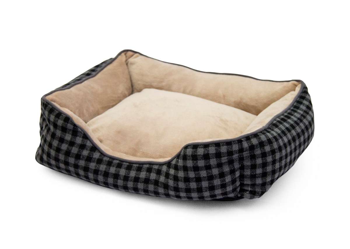 Rex - Foxly Dog Bed - Checkerboard Grey/Brown