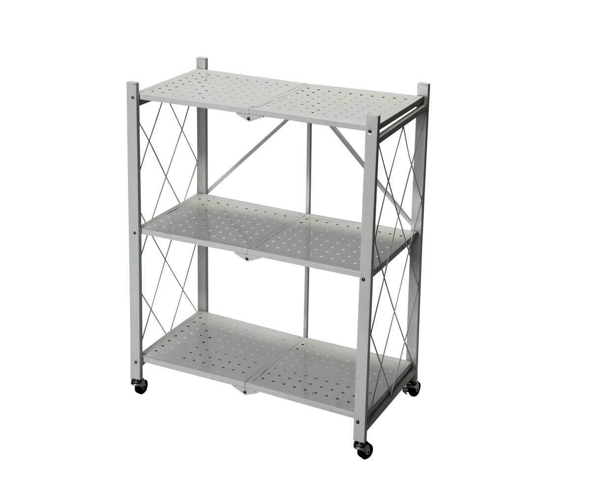 Fine Living Foldable Storage rack-White Metal 3 La