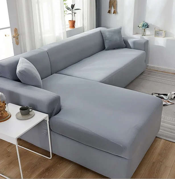 Fine Living L Shape Couch Cover -  Grey