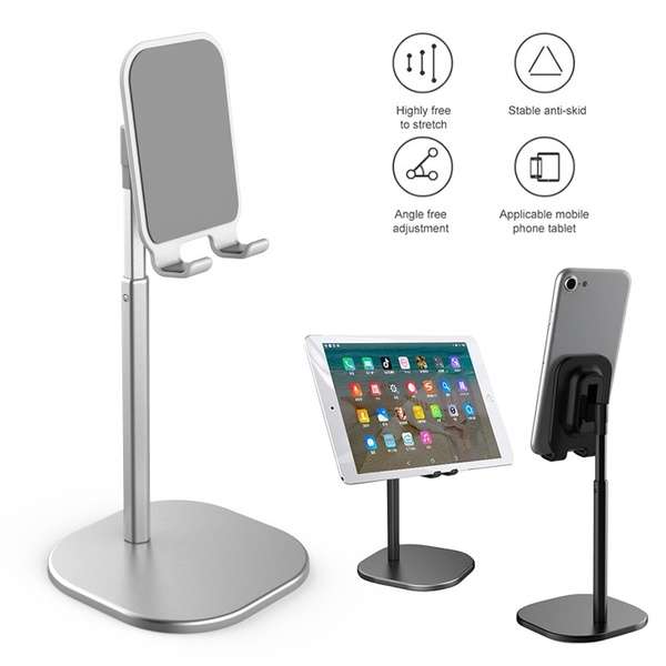 Adjustable Phone and Tablet Metal Desk Stand - Grey