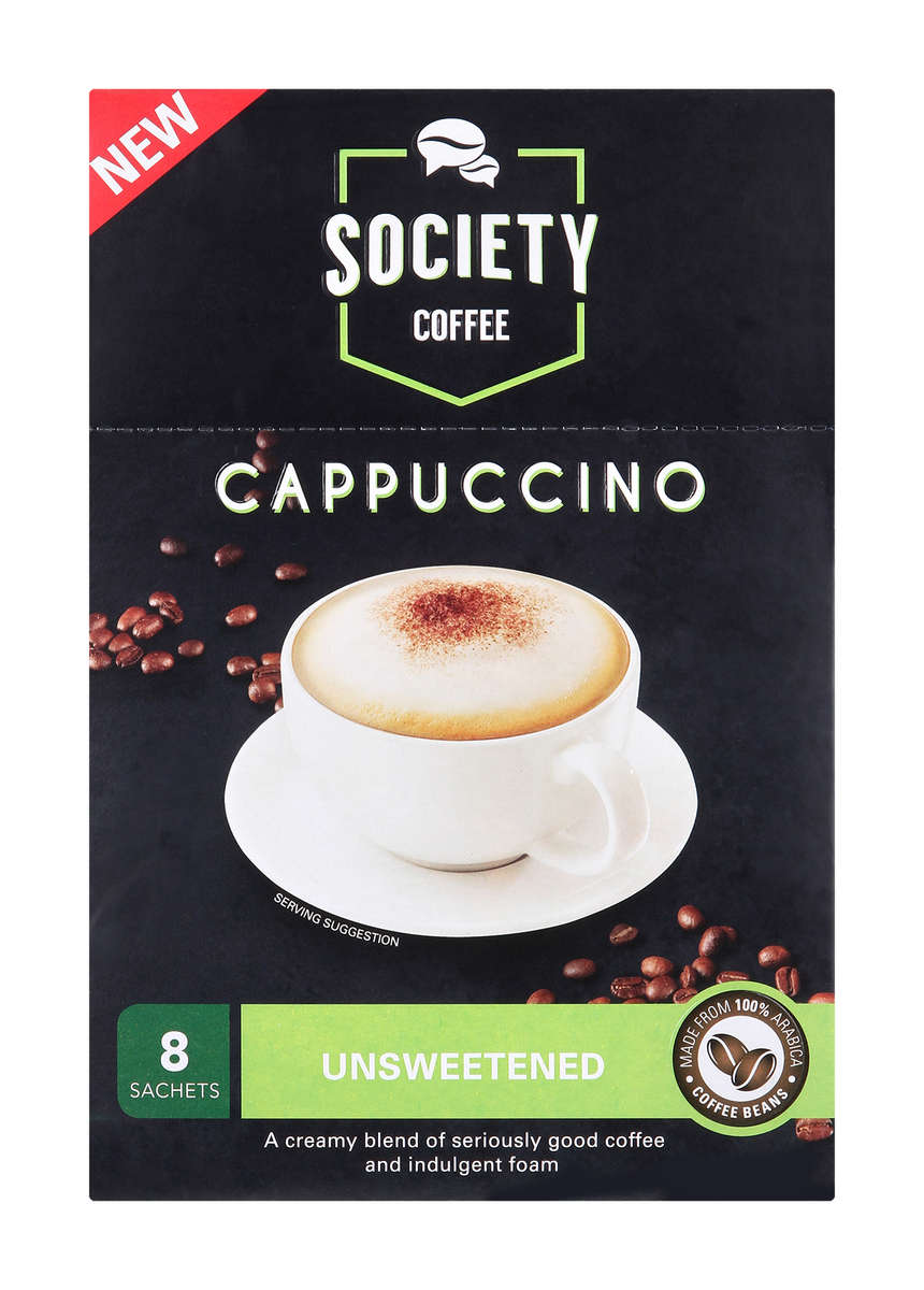 Society Cappuccino Unsweetened 8's Pack of 10
