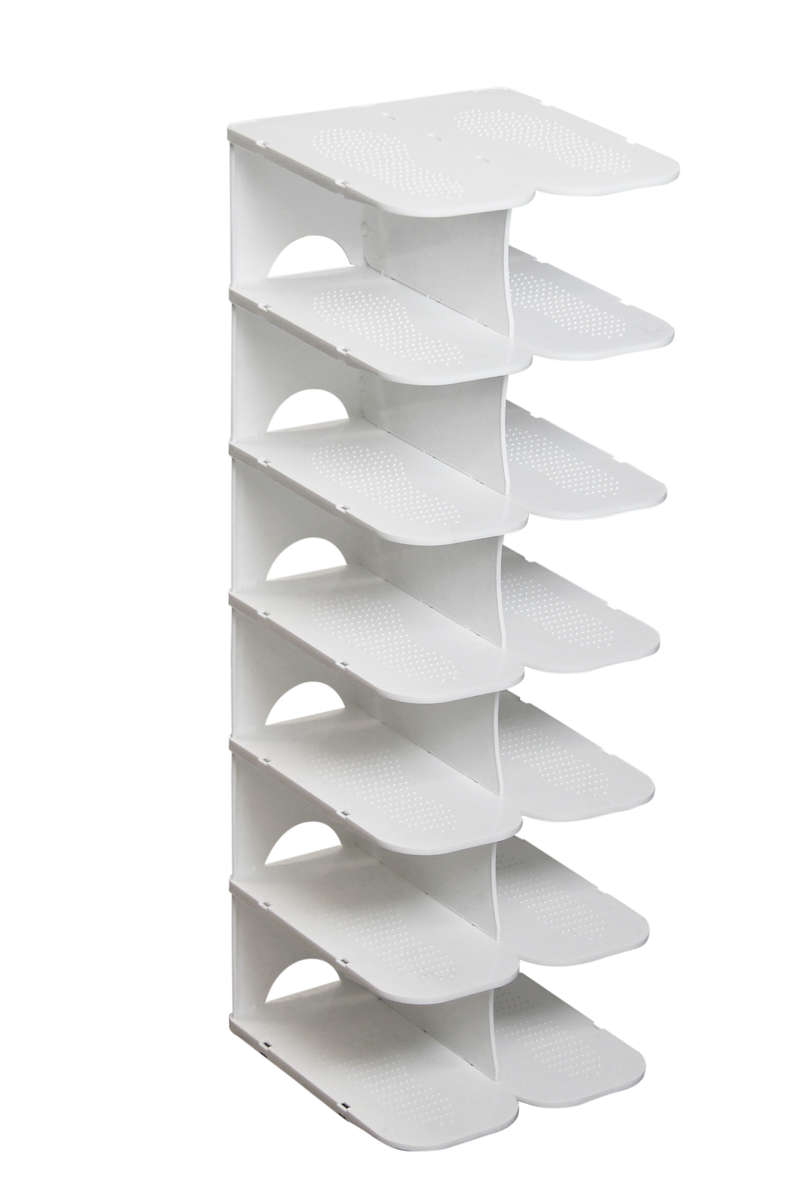 Pillar 6 Layer Shoe Rack - White