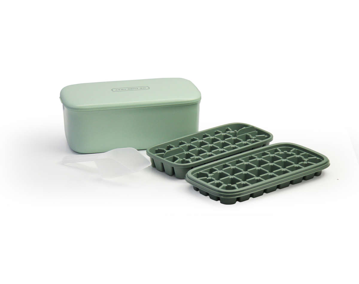 Fine living silicone ice tray box  green