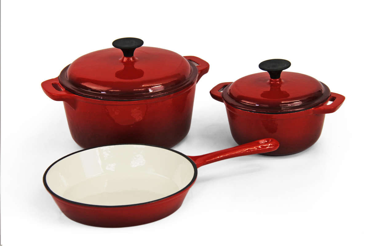 Fine Living | Lifestyle Cast Iron Set - 5pc - Red