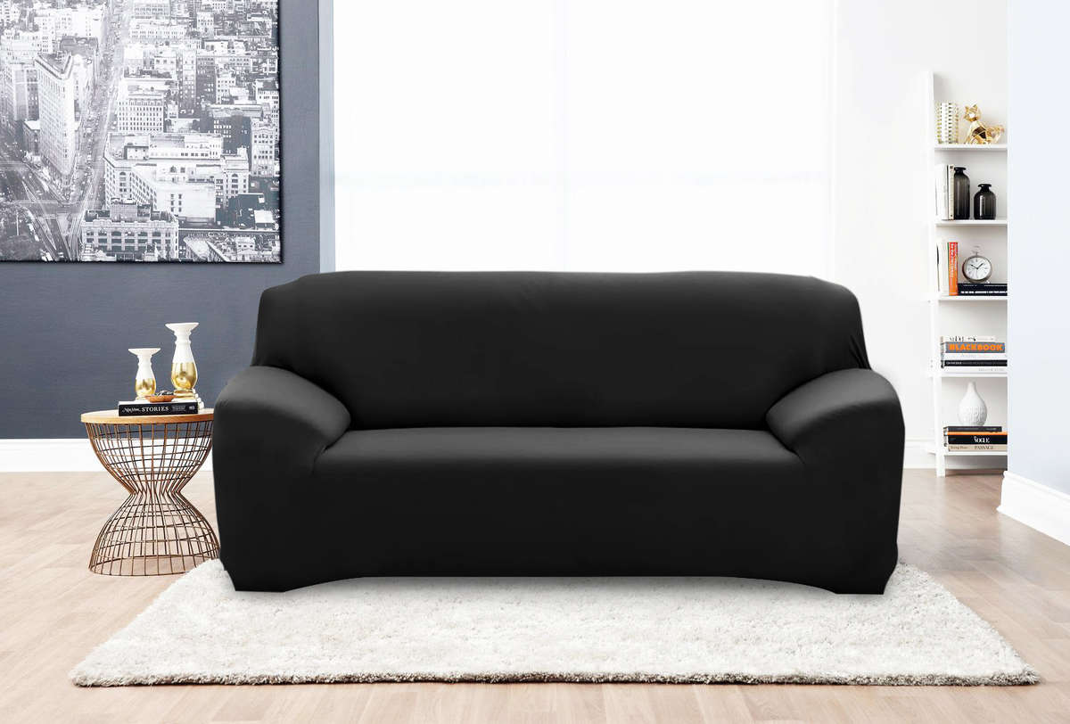 Fine Living 2 Seater Couch Cover -  Black