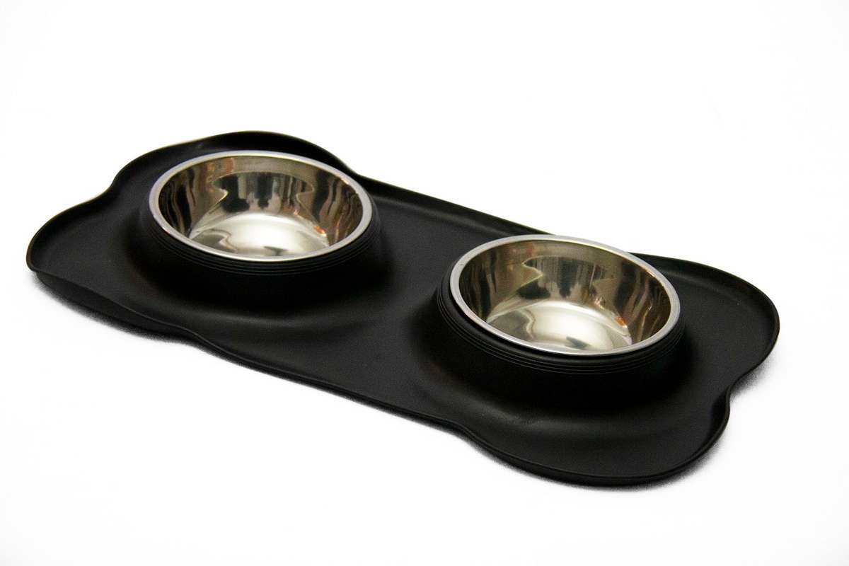 Rex - Non-Slip S/S Double Pet Bowl - Black