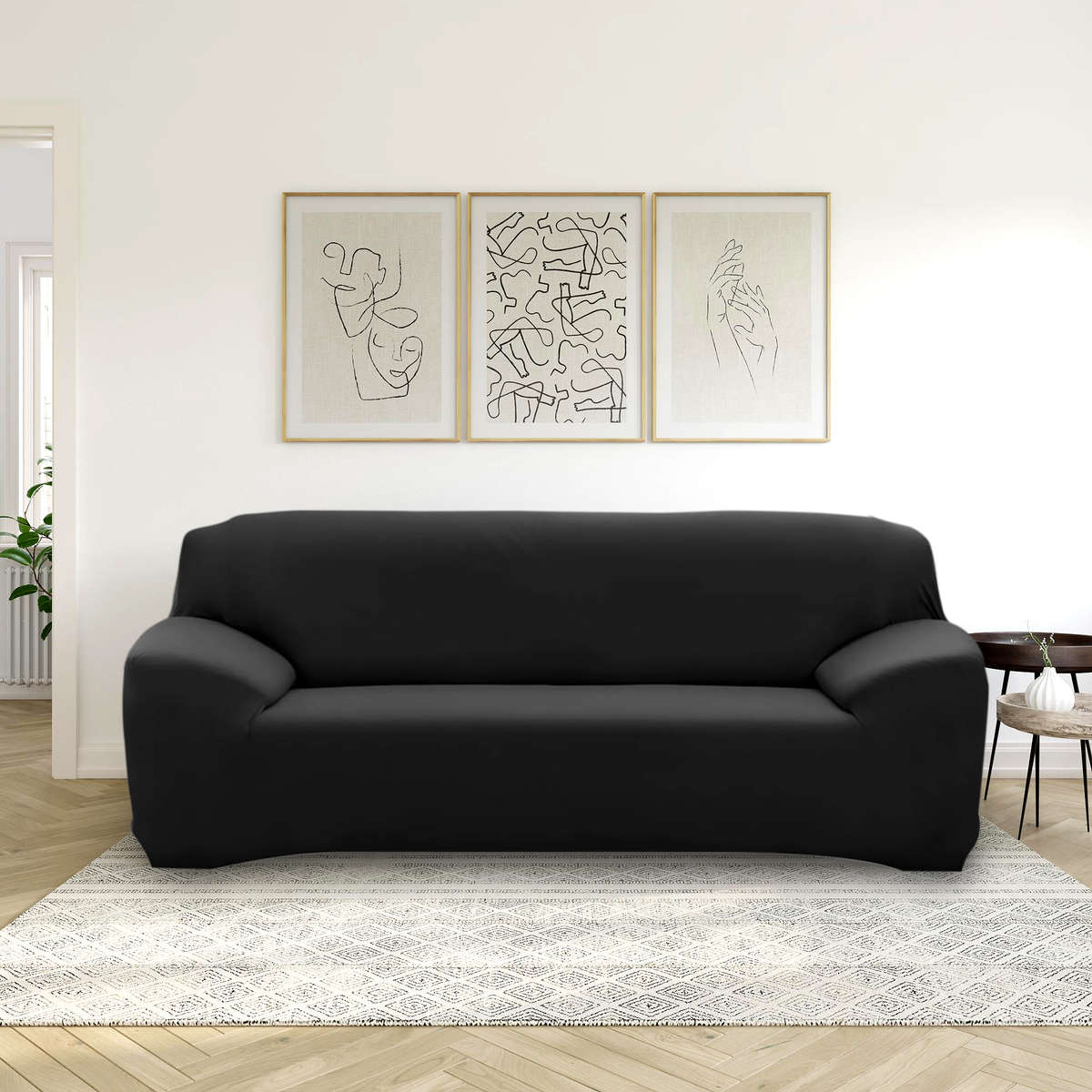 Fine Living 3 Seater Couch Cover - Black