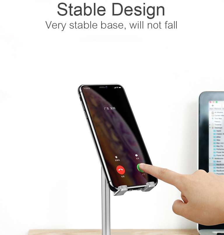 Adjustable Phone& Tablet Metal Desk Stand - Grey