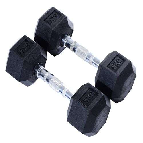Fine Health - Rubber Hex Dumbbell 5kg