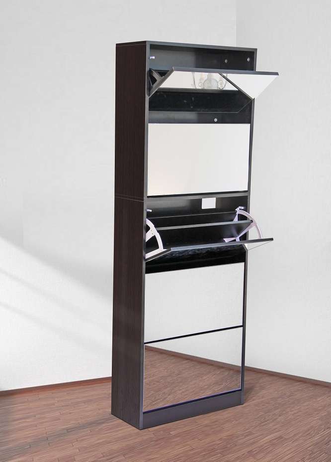 Fine Living Mirror Shoe Cabinet - 3+2tier Wenge