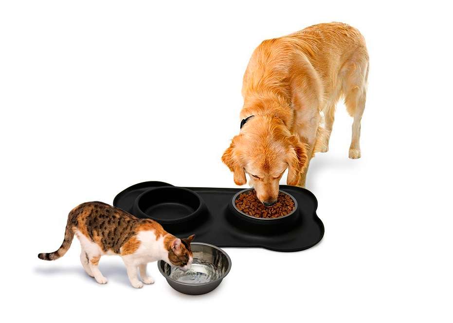 Rex - Non-Slip S/S Double Pet Bowl - Black
