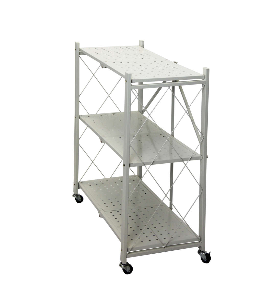 Fine Living Foldable Storage rack-White Metal 3 La