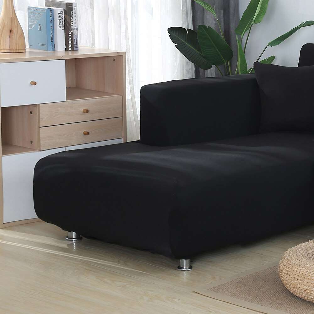 Fine Living L Shape Couch Cover -  Black