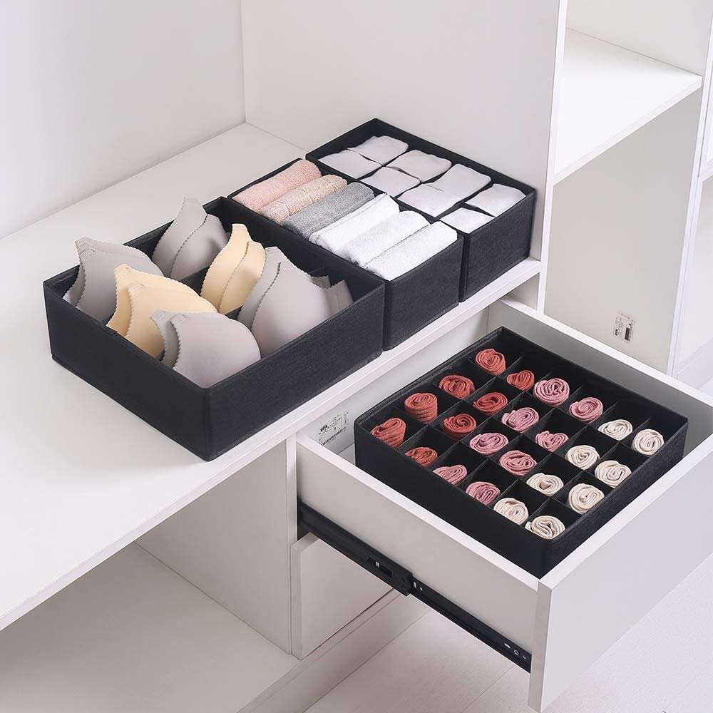 Set of 4 Collapsible organizer - Black