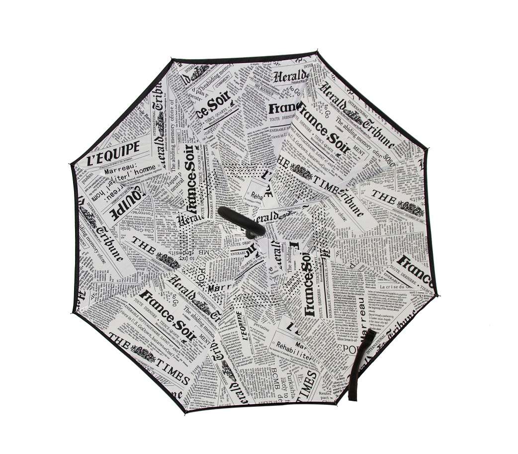 Inverted Umbrella - Newspaper Black/White