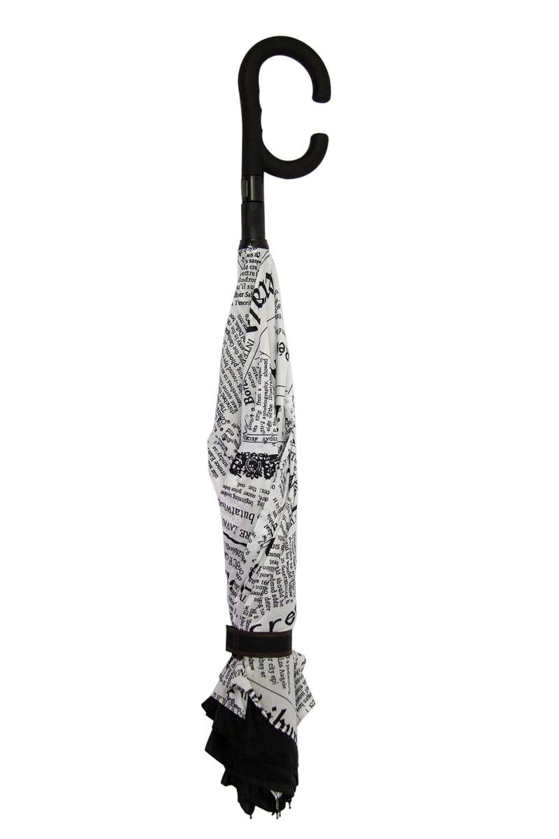 Inverted Umbrella - Newspaper Black/White