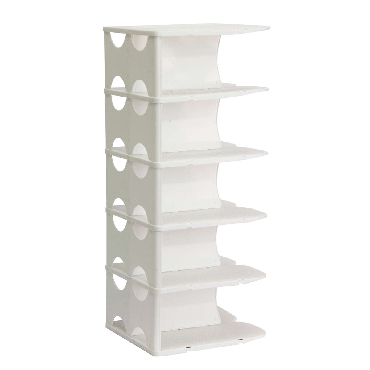 Pillar 6 Layer Shoe Rack - White