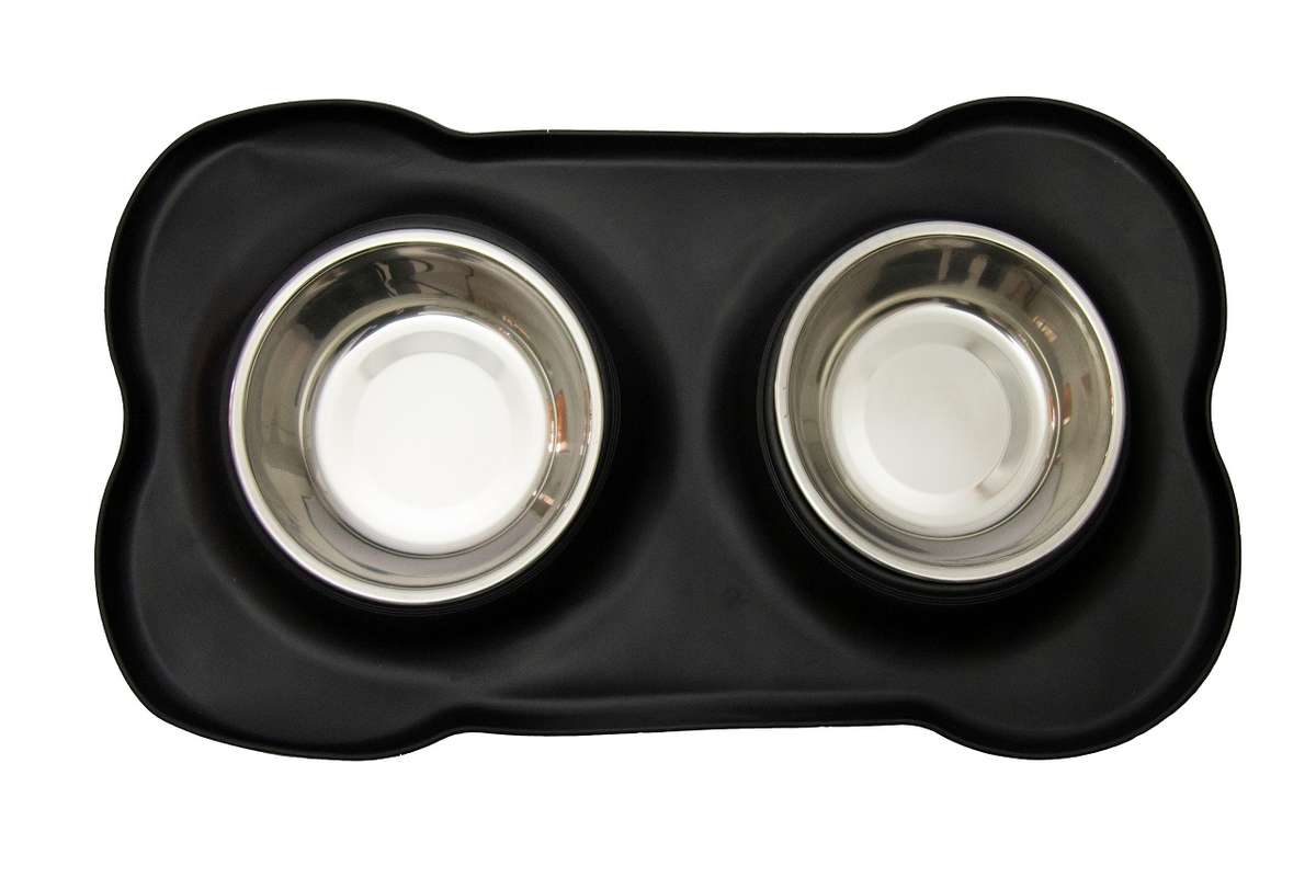 Rex - Non-Slip S/S Double Pet Bowl - Black