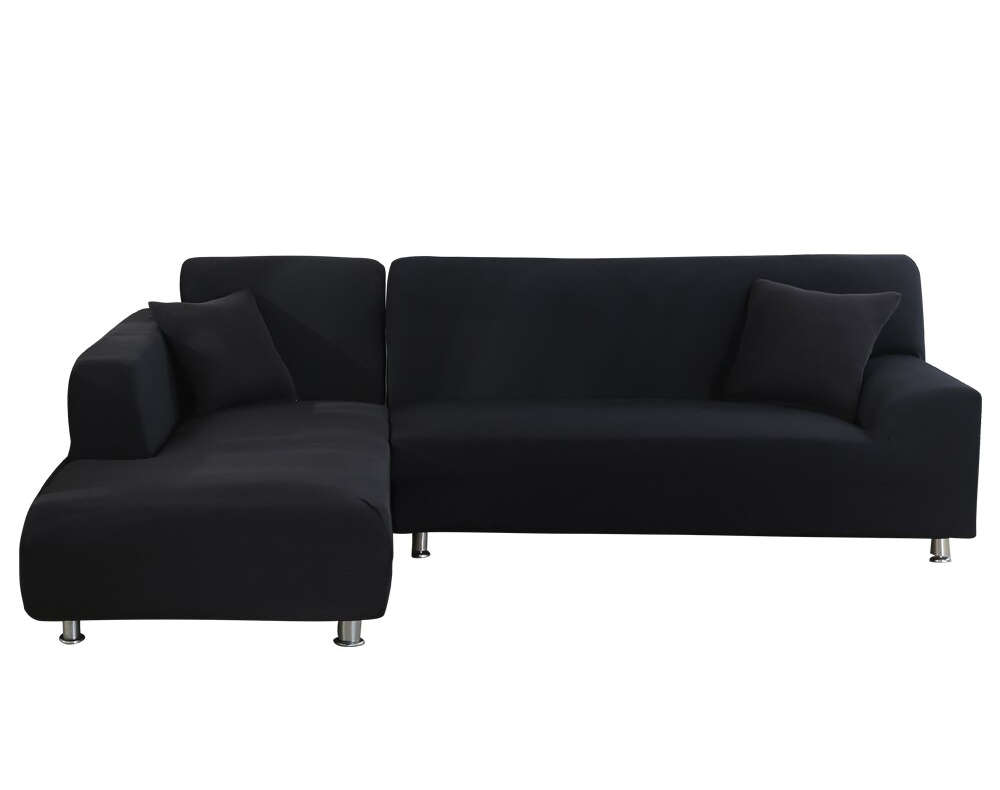 Fine Living L Shape Couch Cover -  Black
