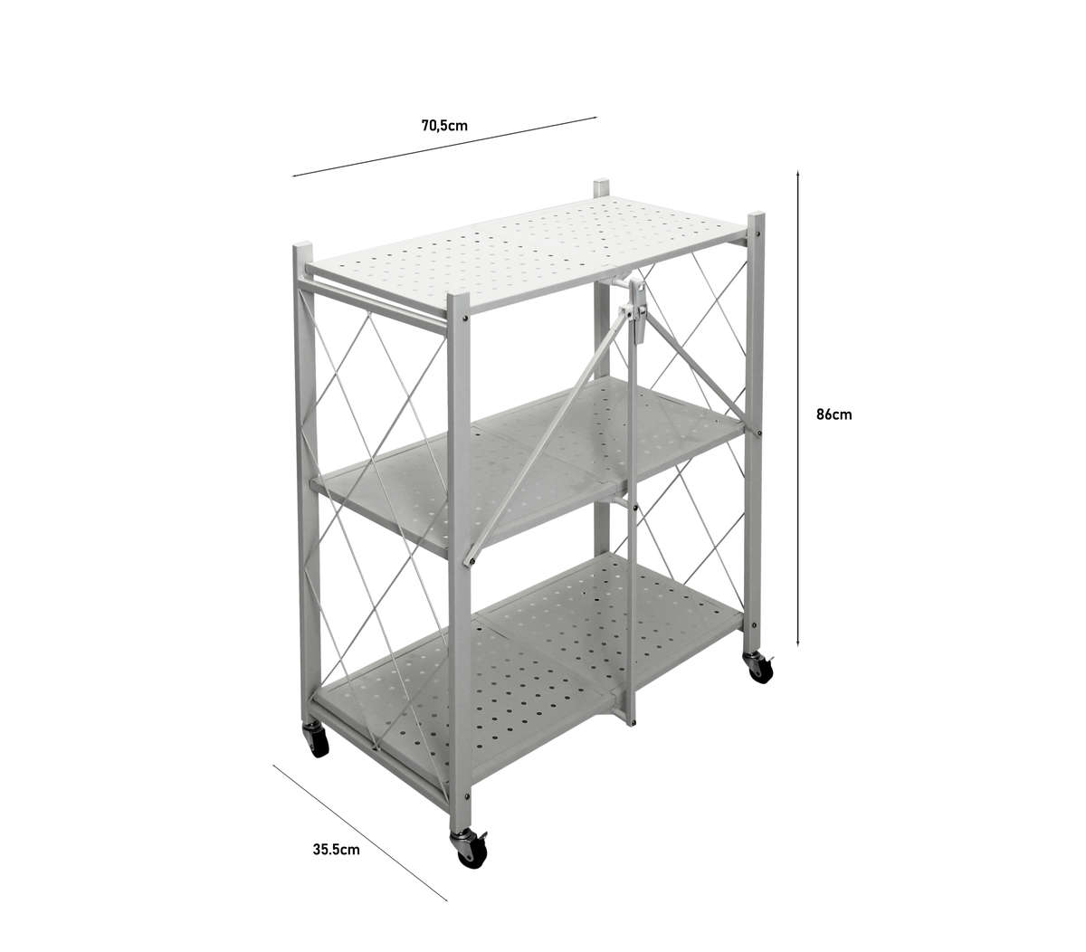 Fine Living Foldable Storage rack-White Metal 3 La