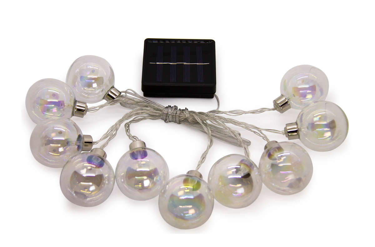 Solar LED Fairy Lights | Silver Ball | 10pc