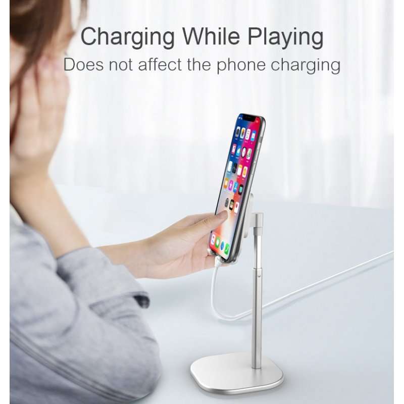 Adjustable Phone& Tablet Metal Desk Stand - Grey