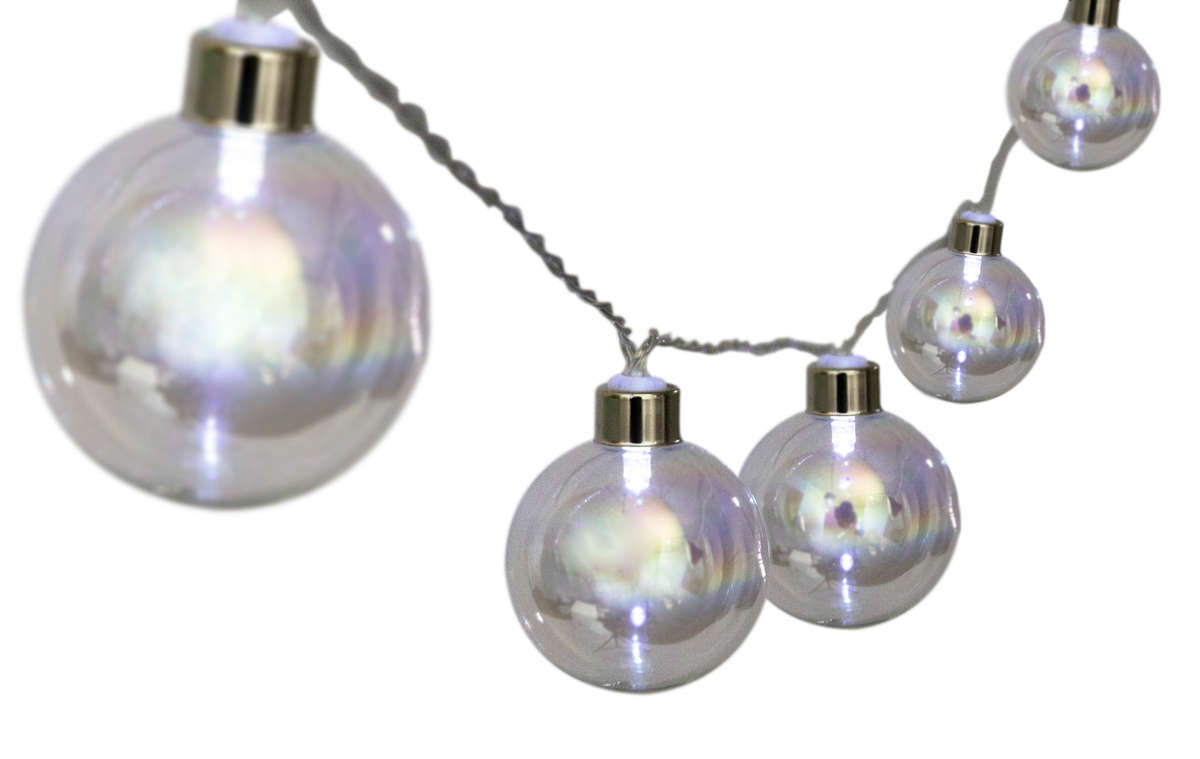Solar LED Fairy Lights | Silver Ball | 10pc
