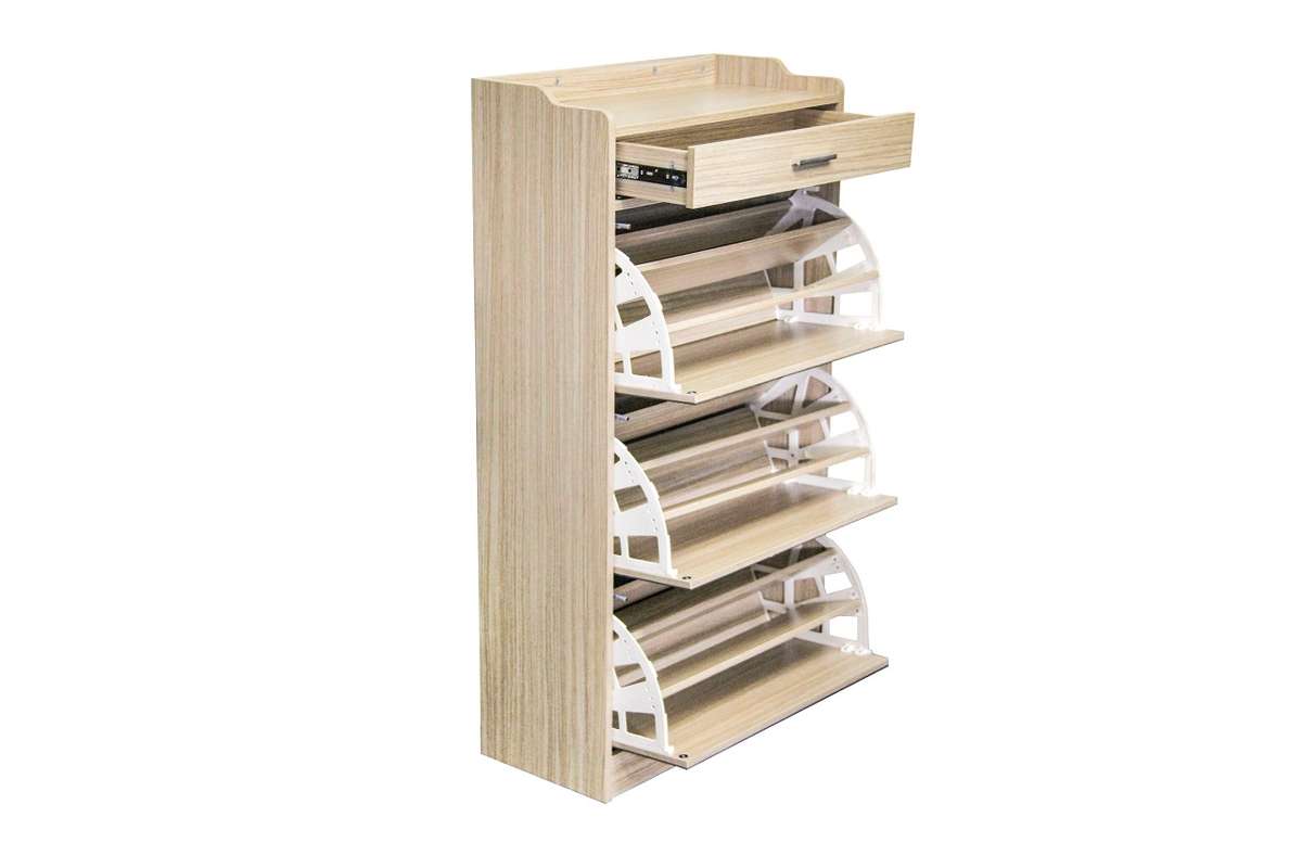 Mirror Shoe Cabinet - 3 Tier with Draw - Autumn