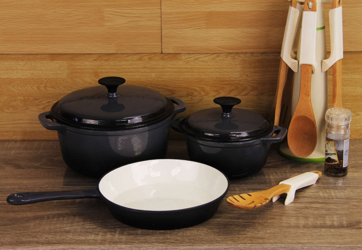 Fine Living Lifestyle Cast Iron Set | Grey | 5 Piece