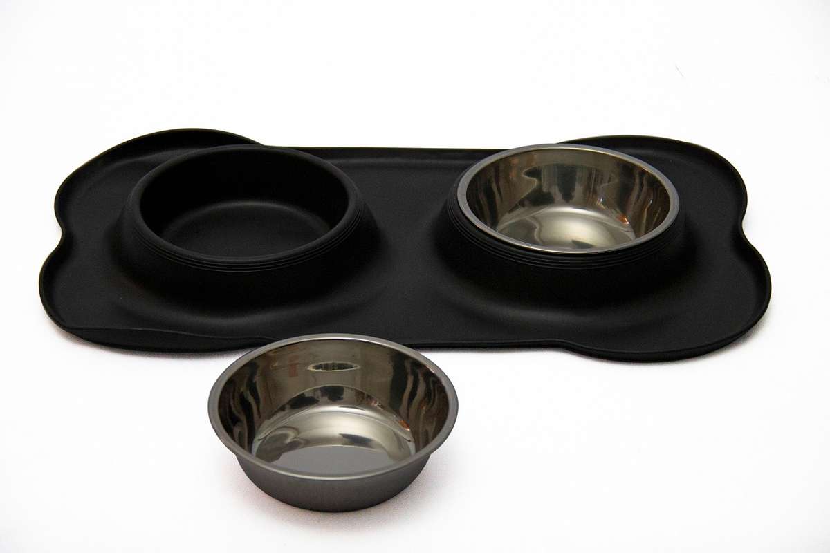 Rex - Non-Slip S/S Double Pet Bowl - Black
