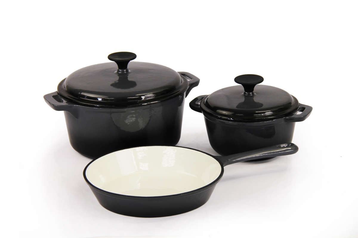 Fine Living Lifestyle Cast Iron Set | Grey | 5 Piece