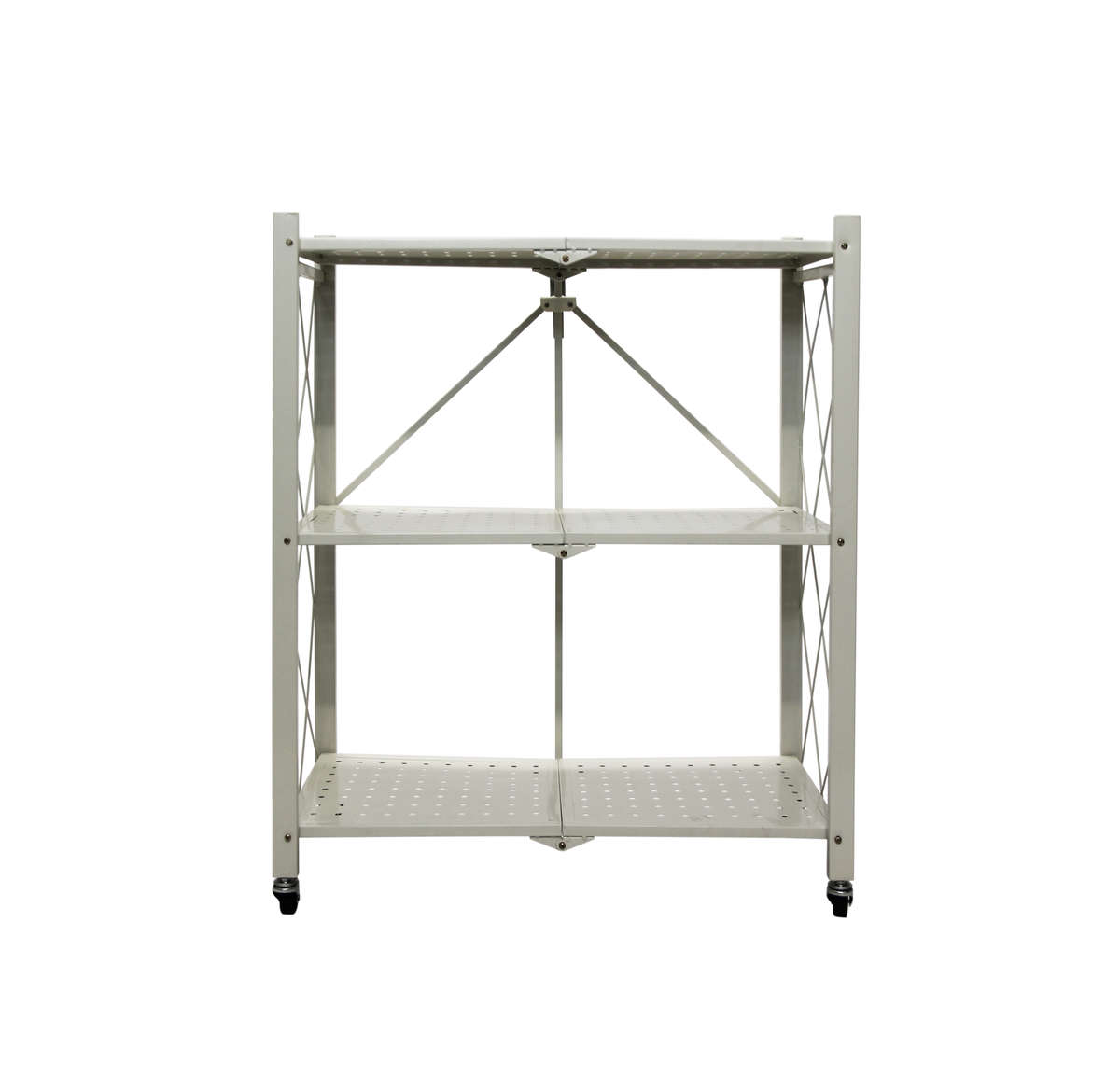 Fine Living Foldable Storage rack-White Metal 3 La