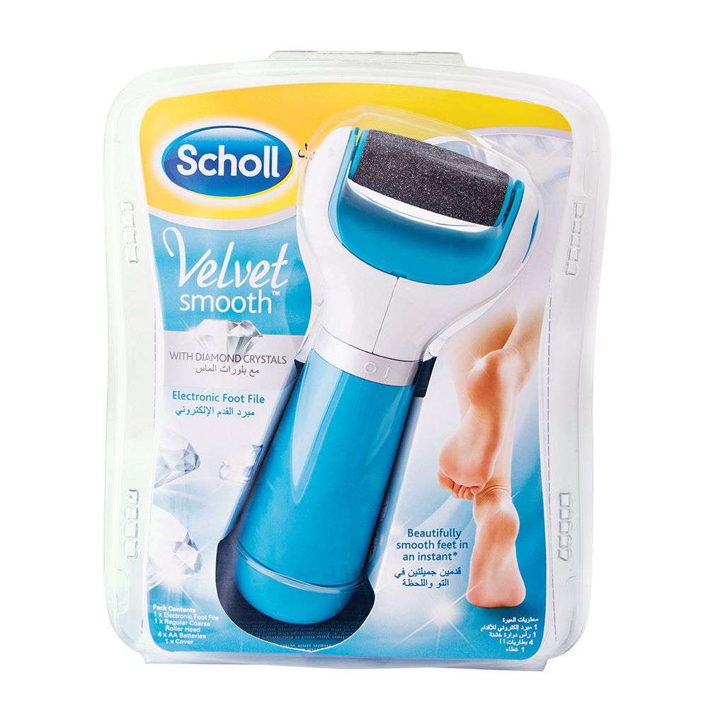 Scholl Velvet Smooth Electronic Foot File Blue with Diamond Crystals