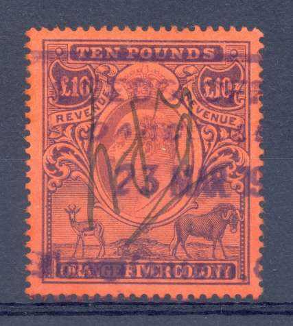 OFS *** SG BF119  CV  = R612.5 *** VFU *** Hand cancelled 10 pound revenue