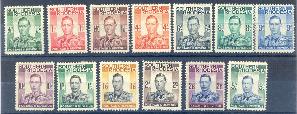 SOUTHERN RHODESIA *** SG 40-52  *** CV  = R1760 *** MM *** 5S has black mark on reverse