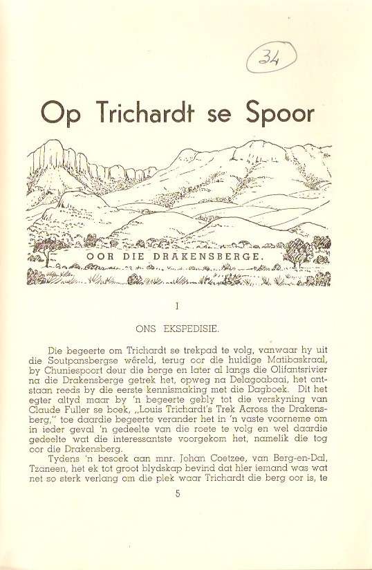op trichardt se spoor oor die Drakensberge
