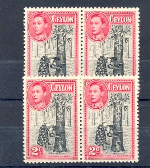 CEYLON *** SG 386d *** CV = R684 *** UMM *** 2 pairs and imprint block of 9