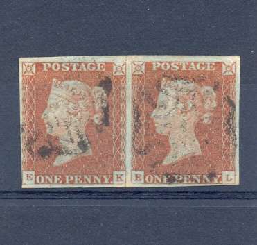 GB *** SG 81  CV  = R1980 *** VFU *** Penny red, imperf pair with Maltese cancellation