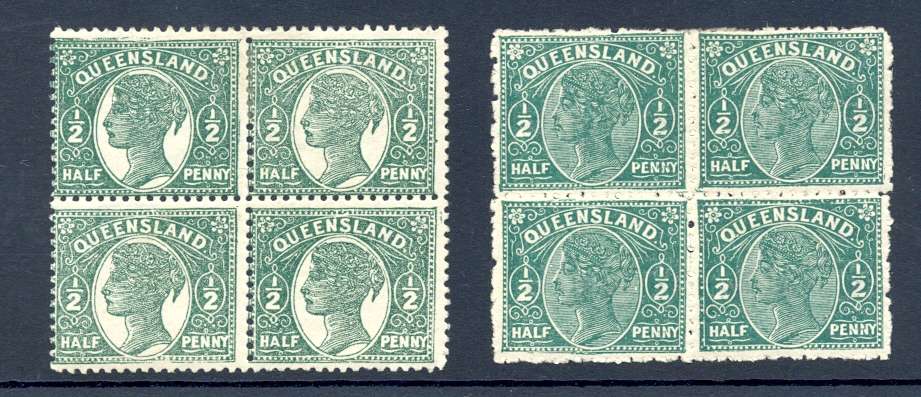 AUSTRALIA - Queensland *** SG 184,185 *** CV  = R1748 *** UMM *** Decent blocks of 4