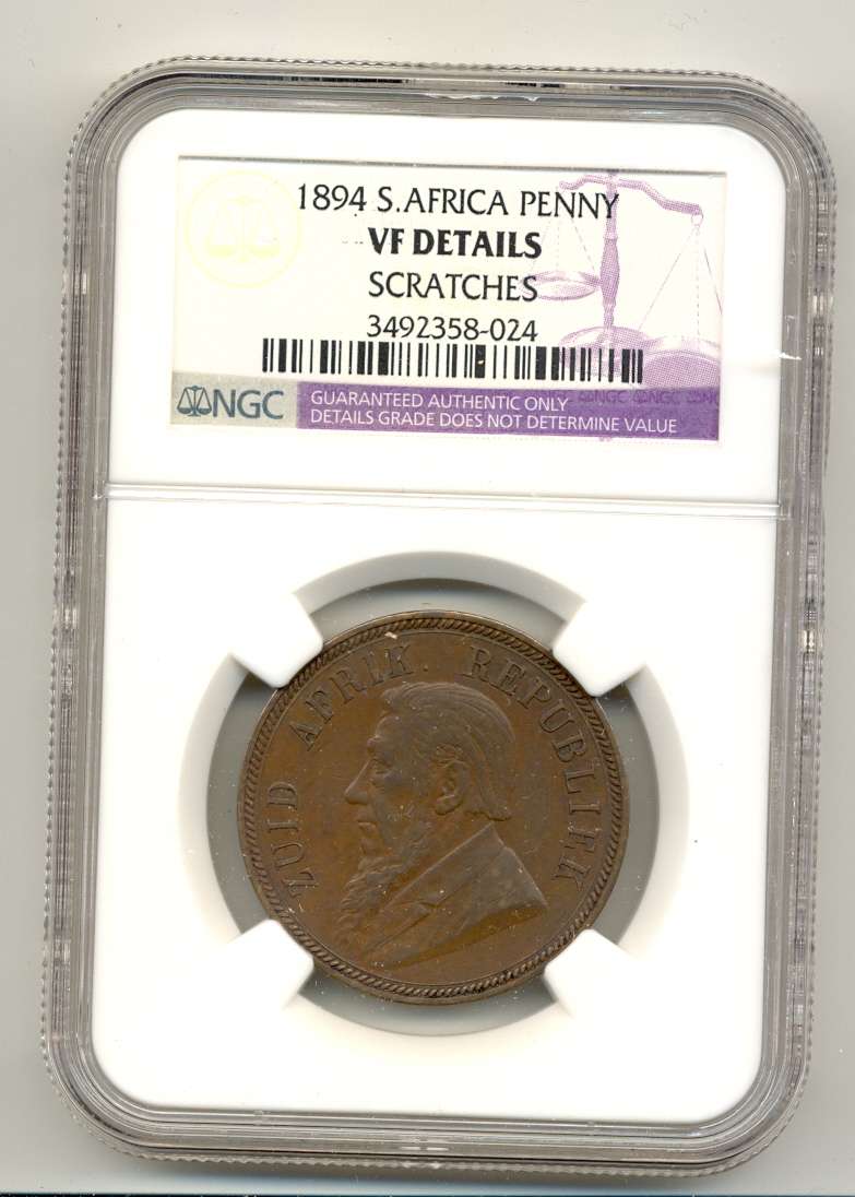1894 *** 1P *** VF details *** Seldom offered, 2d most difficult ZAR Penny