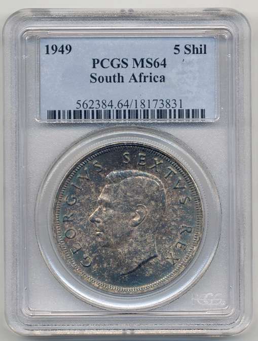 1949 *** 5 shilling *** MS64 *** Extremely good grade, add to your collection