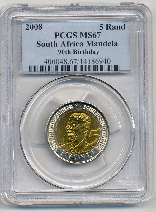 2008 *** Mandela Birthday R5 *** MS67 *** High grade