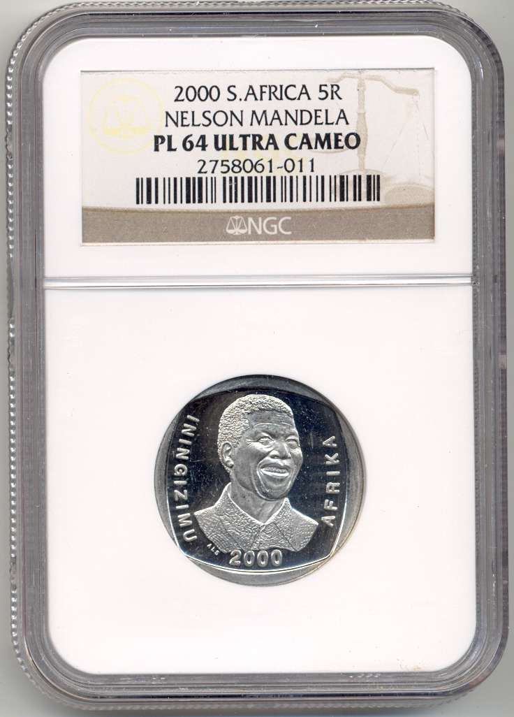 2000 *** R5 *** PL64 UC *** OLD Mandela "Smiley" Proof-like coin